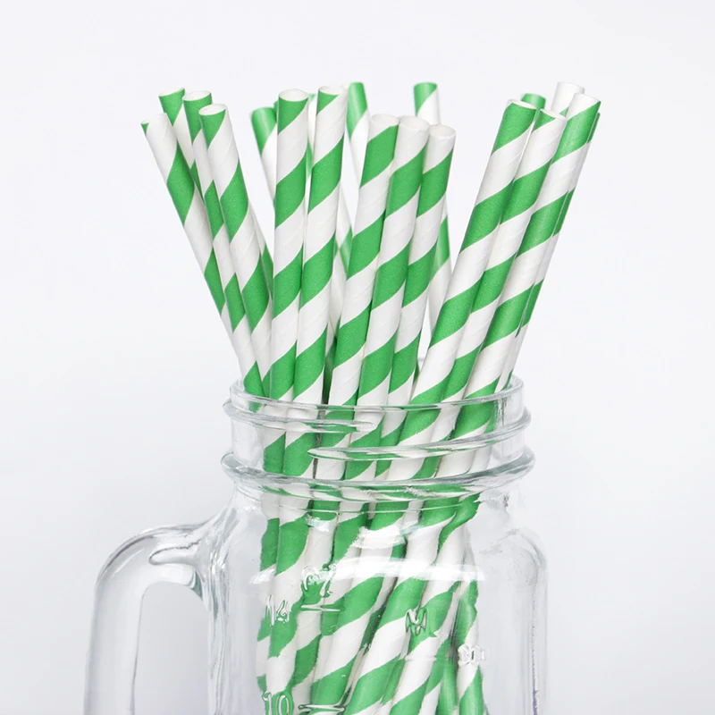 drop shipping Party Supplies 25pcs deep green Stripe Design Paper Drinking Straws Tubes Wedding Birthday Decoration