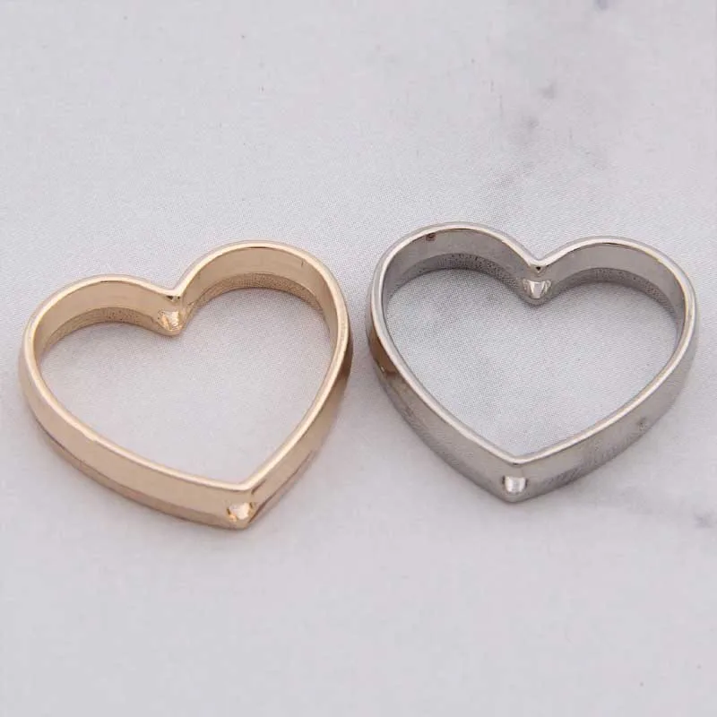 

100pcs 21*17mm Love heart beads drop oil pendants DIY alloy bracelet ear accessories wholesale