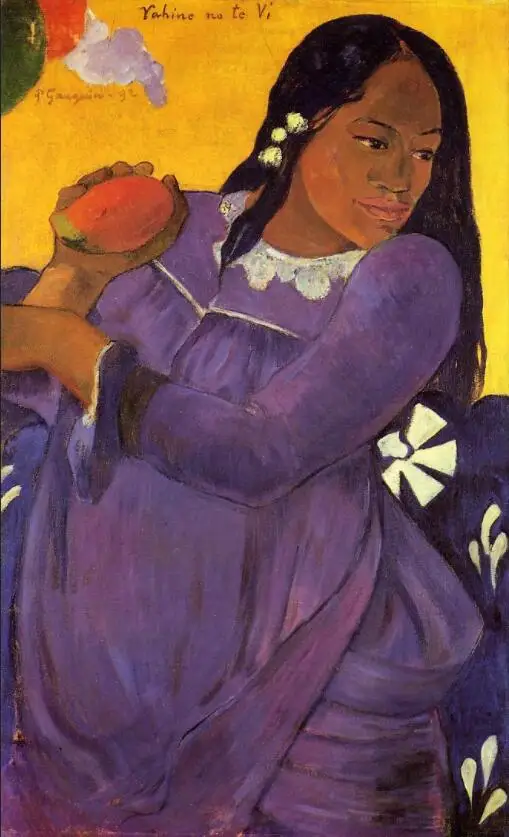 High quality Oil painting Canvas Reproductions Woman with a Mango (1892) by Paul Gauguin hand painted