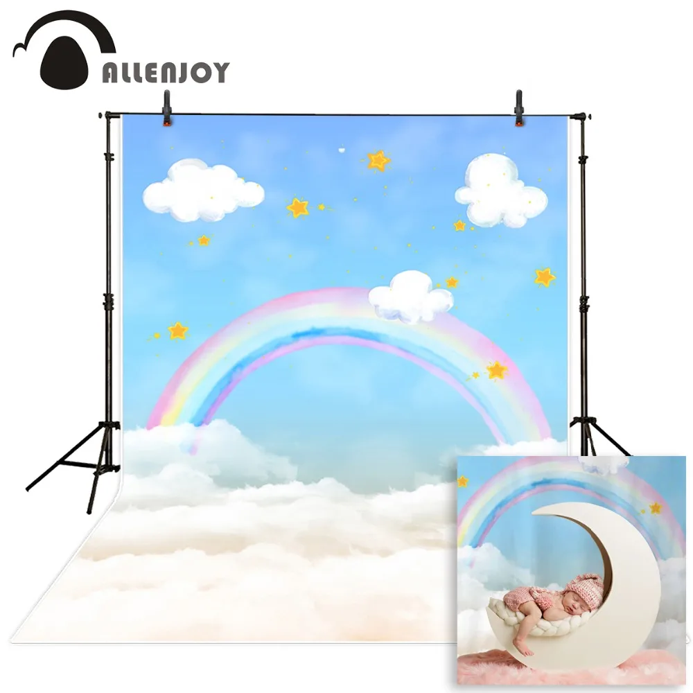 

Allenjoy Photography Background Blue Sky White Cloud Rainbow New Born Baby Birthday Theme Backdrop Professional Photo Studio