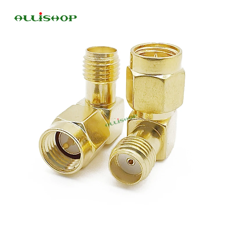 ALLISHOP SMA to SMA Connector 90 Degree Right Angle SMA Male to Female Adapter Screw the Needle to SMA Male to Female