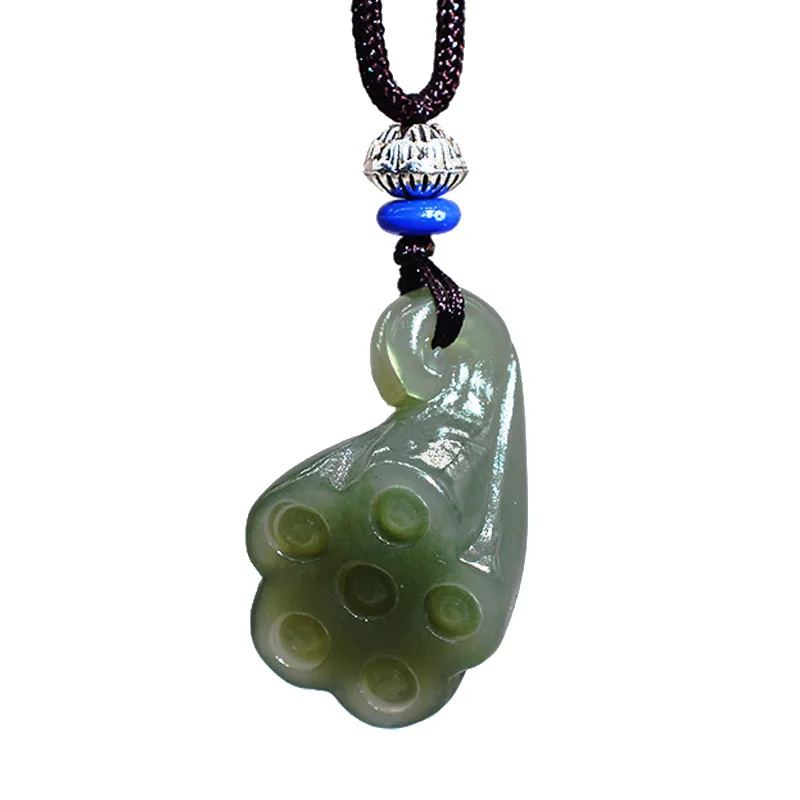 QIANXU Jade Pendant Seedpod of the Lotus Pendant Jewelry for Men Women's Pendant Fine Jewelry With Chain