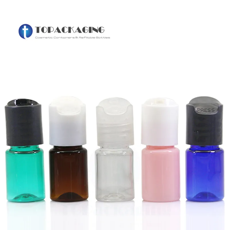 100 x 5ml Press Cap Bottle,Empty Plastic Cosmetic Container,Small Sample Lotion Bottle,Essential Oil Bottle,Make up Sub-bottling