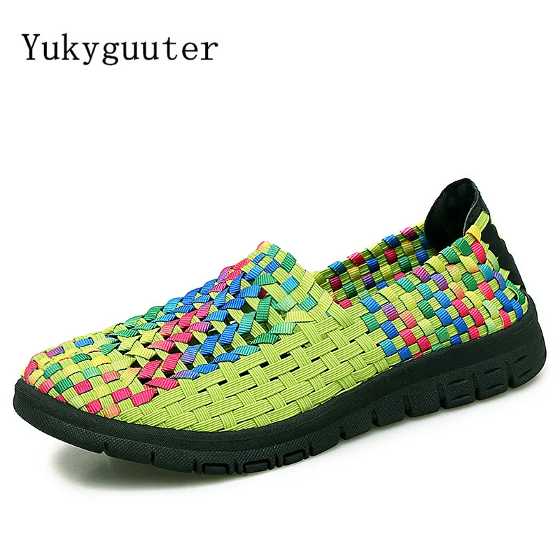 Woman Sports Running Shoes Flats Shallow Outdoor Weave Hollow Breathable Summer Colorful Lightweight Athletic Sneakers Platform