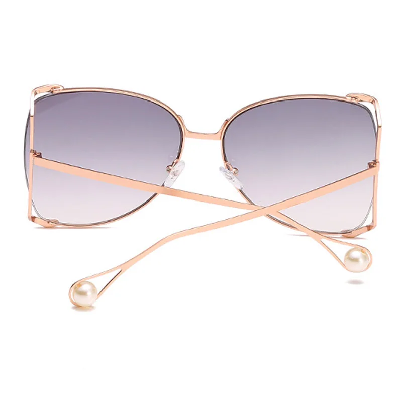 Fashion Oversized Sunglasses Women 2024 Brand Designer Big Square Sun Glasses Pearl Decoration Cat Eye Shades Butterfly Eyewear