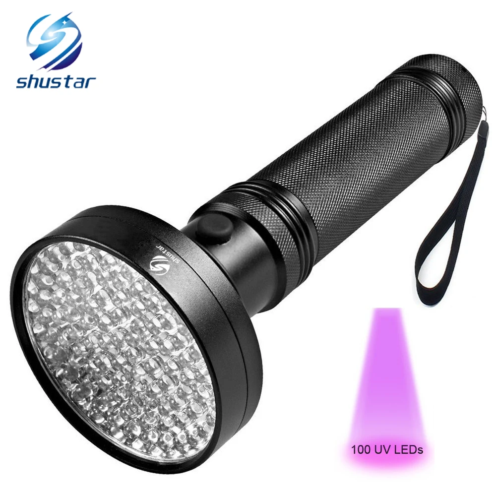 UV Flashlight 100 LEDs 395 nm UV Detector Light for Dog Cat Urine, Pet Stains, Bed Bugs, Scorpions, Machinery Leaks Inspection