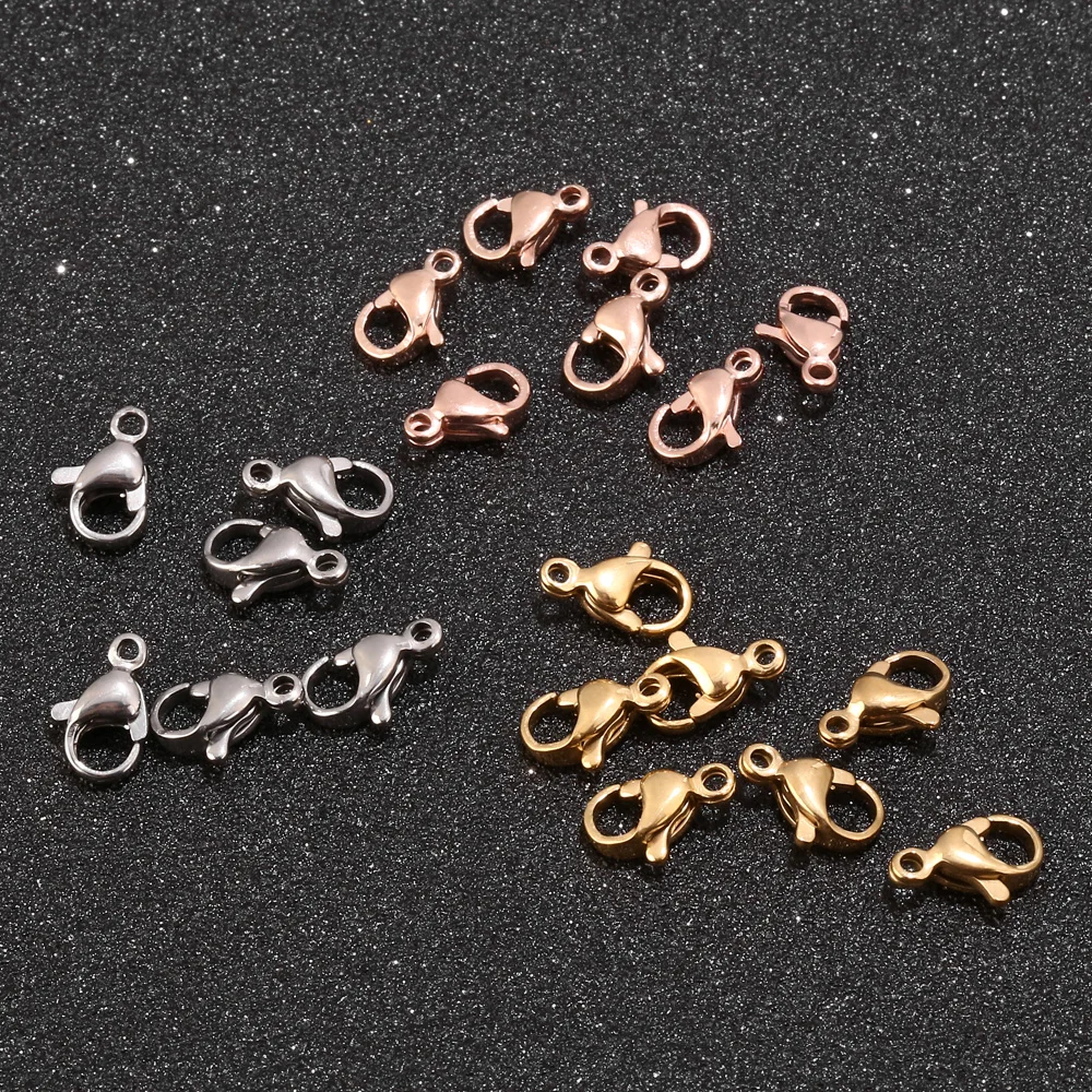 60pcs rose gold stainless steel lobster clasps for jewelry necklaces making diy findings