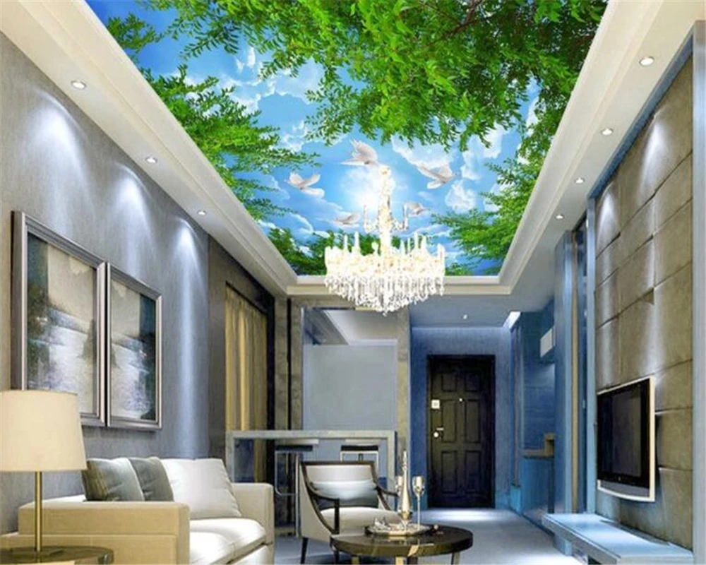 beibehang Ultra-high-definition fashion high-grade decorative wallpaper forest sky zenith painting background 3d wallpaper