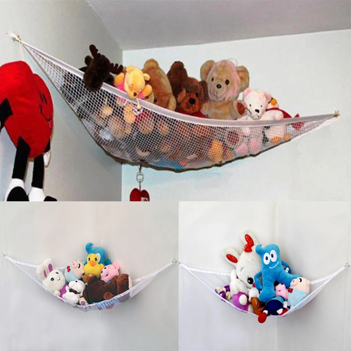 3 Sizes Children Room Toys Stuffed Animals Toys Hammock Net Organize Storage Holder Random Color