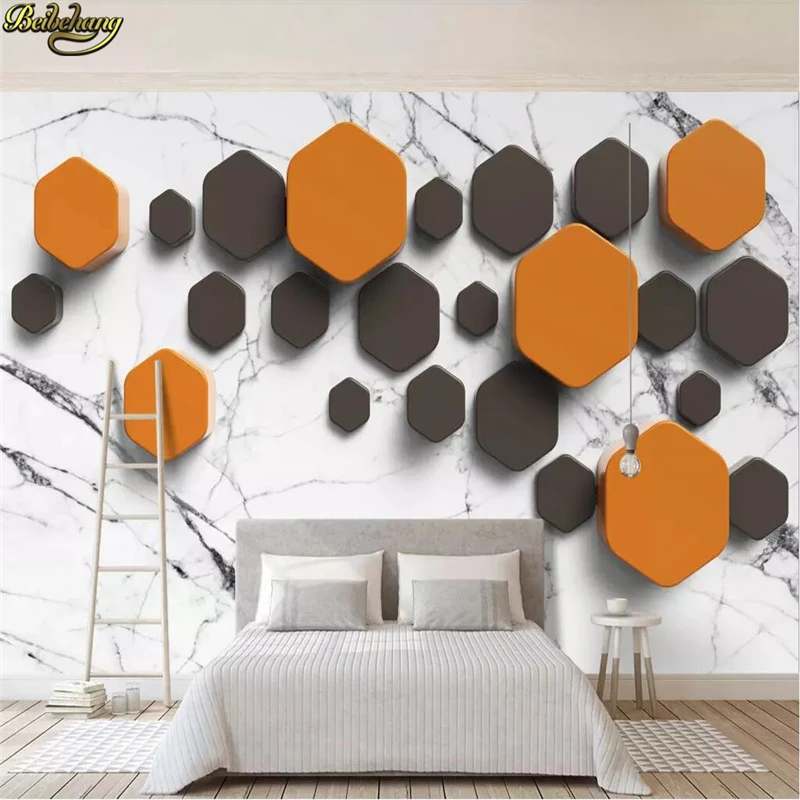 

beibehang Custom wallpaper mural 3D stereo Nordic minimalist hexagon mosaic TV background wall papers home decor 3d wallpaper