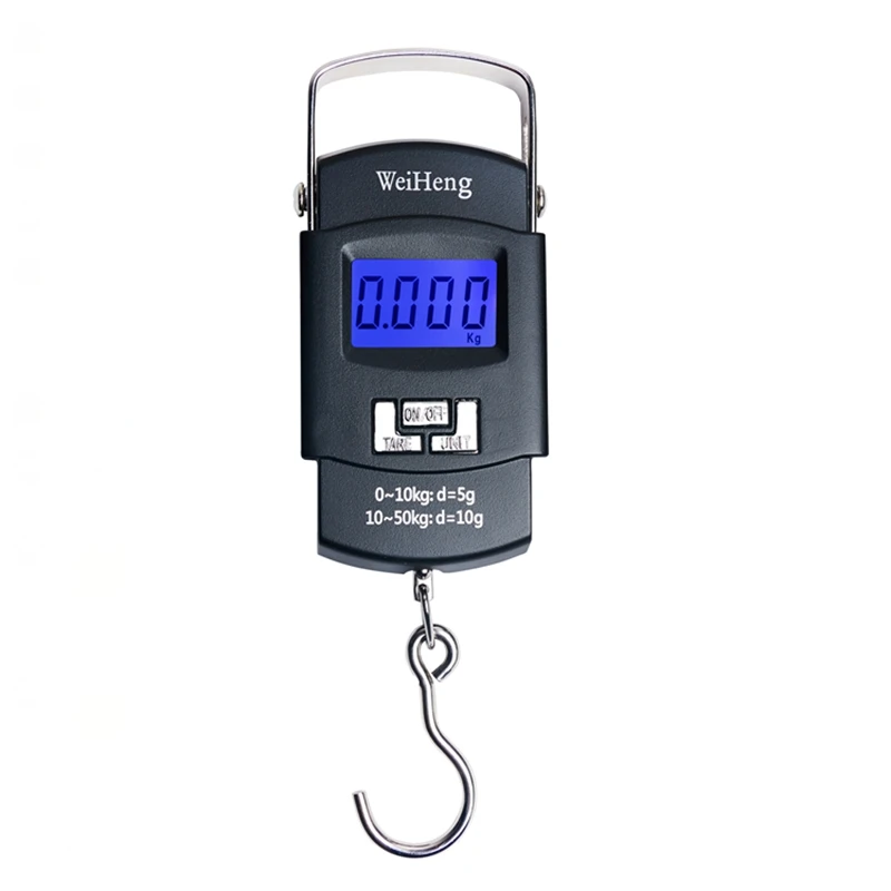 50kg 10g LCD Digital Hanging Hook Scale WH-A08L Portable Mini Luggage Scales Electronic Fishing Travel Metal Steelyard Backlit