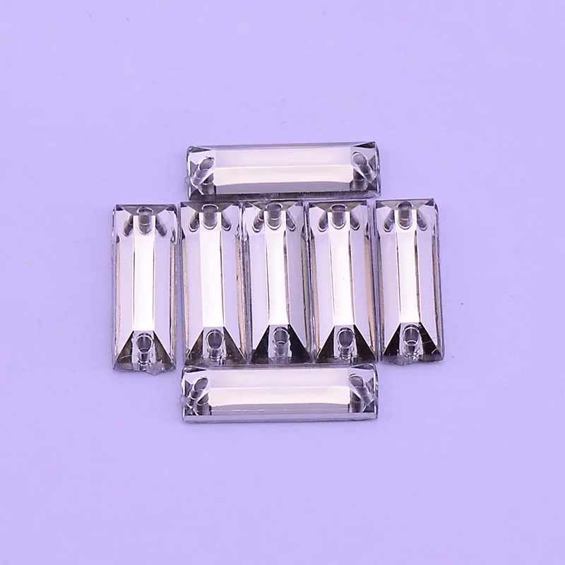 JUNAO 500pcs 5*15mm Sewing Clear Crystal Rhinestones Rectangle Strass Applique Sew On Acrylic Stones Flatback Gems For Crafts