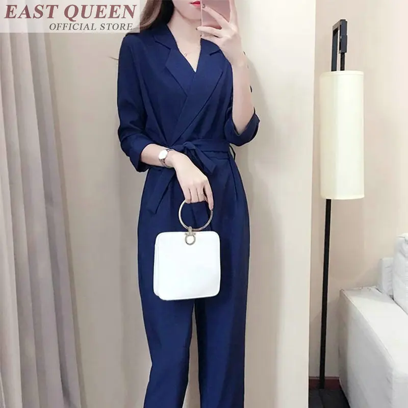 Jumpsuits ผู้หญิงข้อเท้าความยาวกางเกง sashes ธุรกิจ overalls สำหรับผู้หญิง elegant casual office lady jumpsuit DD630 L