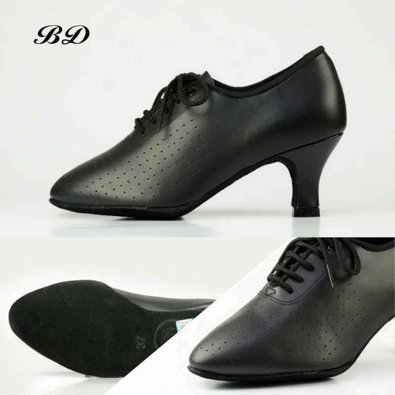 BD T2 Dance Shoes Ballroom Women Latin shoes Dancing Authentic Teachers Coaches Genuine Leather Very Durable HEEL 5.5 CM Slip-on