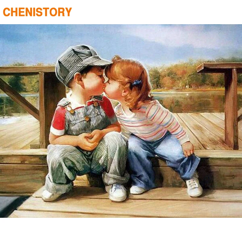 CHENISTORY Happiness Childhood DIY Painting By Numbers HandPainted Oil Painting On Canvas Wall Art Picture 40*50 Home Decoration