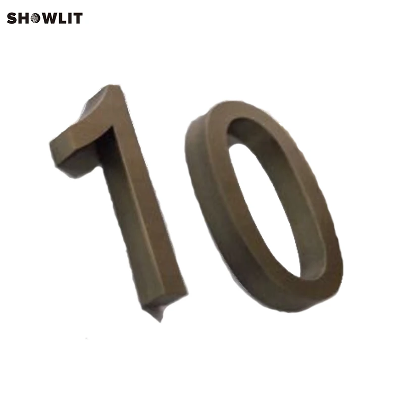 

Wall Mounted Brushed Brass Power Coated Modern Garden Numbers