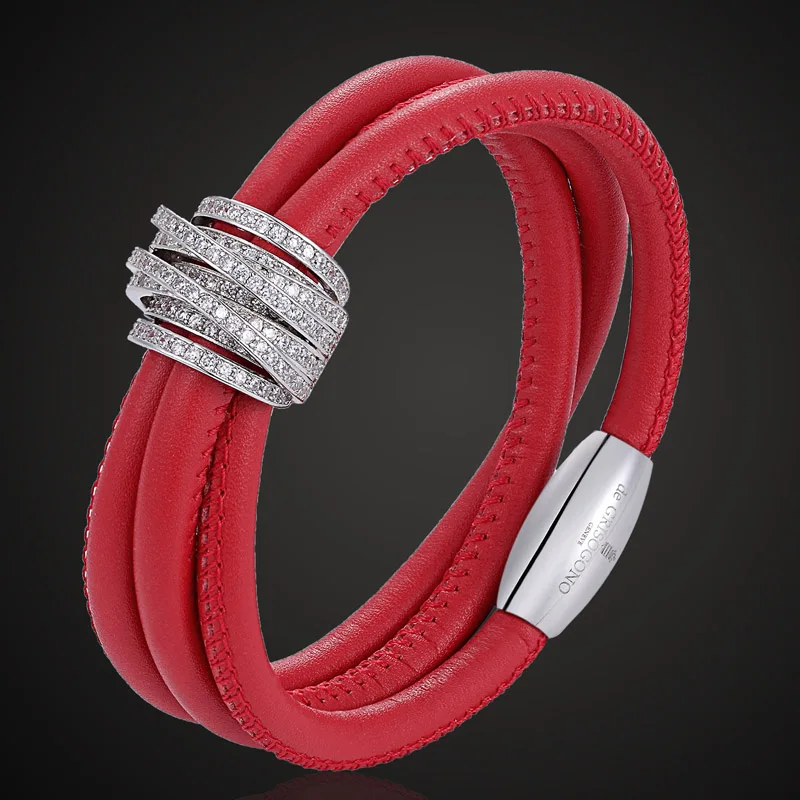 Zlxgirl jewelry Brand Cubic Zircon bracelet and bangle best women\'s fine Christmas gifts imitation leather bracelet accessories