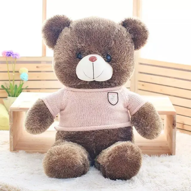 khaki sweater cloth lovely  80cm teddy bear plush toy throw pillow birthday gift h879