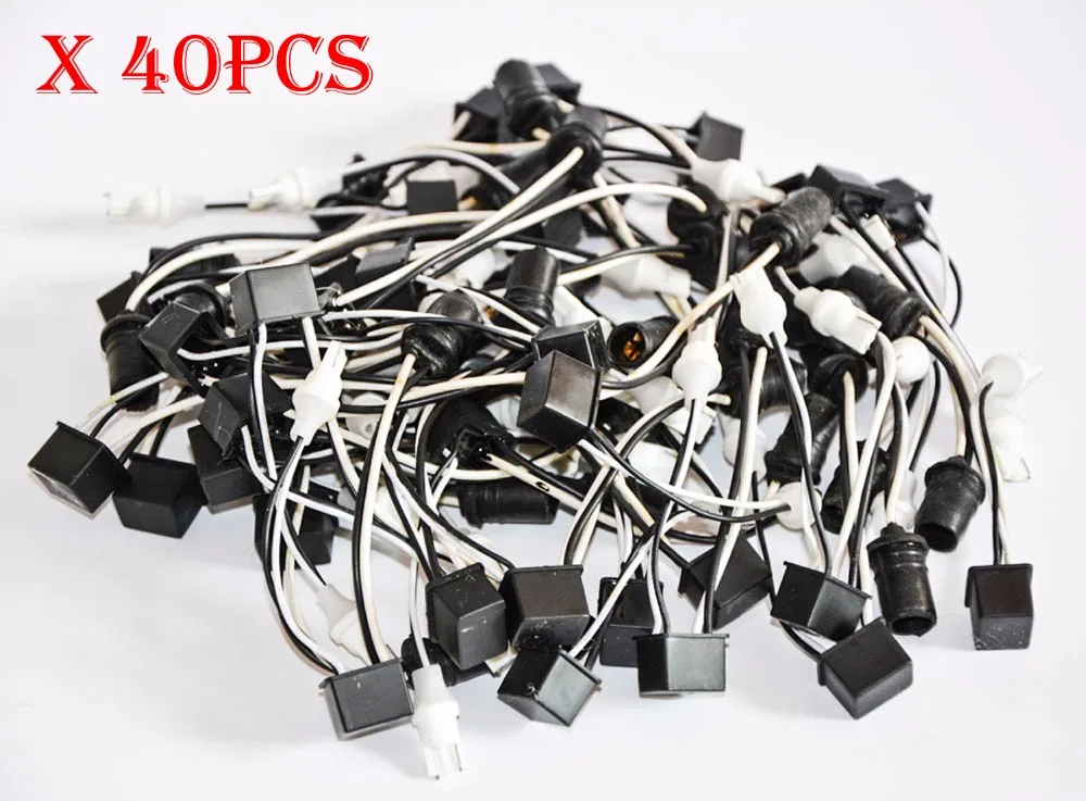 40PCS T10 T15 194 W5W 168 921 LED Bulb Canbus Error Free Warning Canceler Decoder Resistor Capacitor Wire Adapter SMD High Power