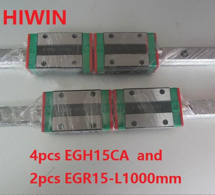 2pcs 100% original Hiwin linear guide rail EGR15 -L 1000mm + 4pcs EGH15CA linear block for CNC router