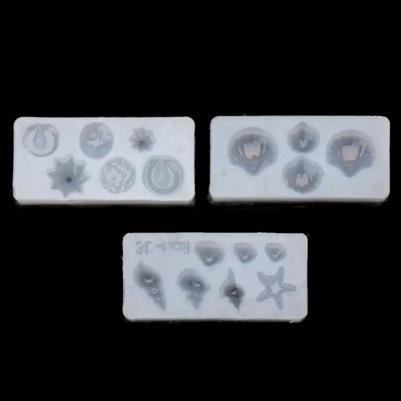 3Pcs DIY Conch for Shell Starfish Shape Silicone Mold Nail Art Template Jewelry Make