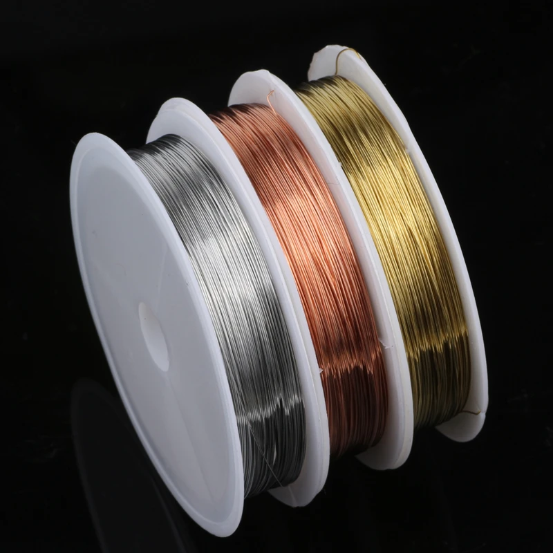 

0.4MM 15M/Roll 3Pcs/lot Mixed Color Copper Wires Beading Wire DIY Jewelry Findings Brass Ropes Cords