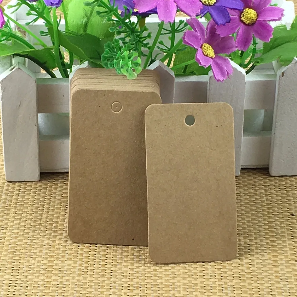 200PCS Kraft Paper 7.5*4cm Rectangle Cradboard Hang Price Tags Label Blank Cardstock Tags Jewelry Cardboard Accept custom logo