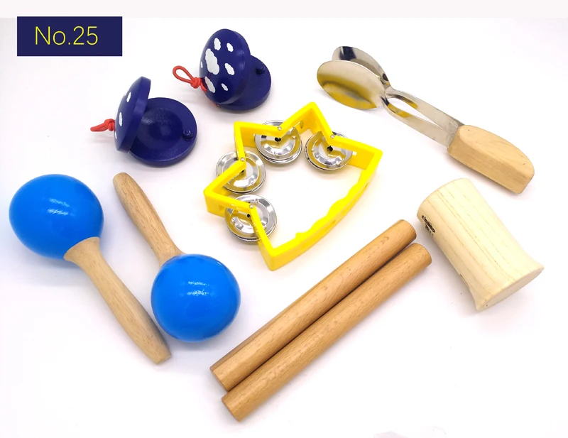 BIG SALE 6pc new musical instruments toy set wooden percussion instruments for baby preschool kids music rhythm educational