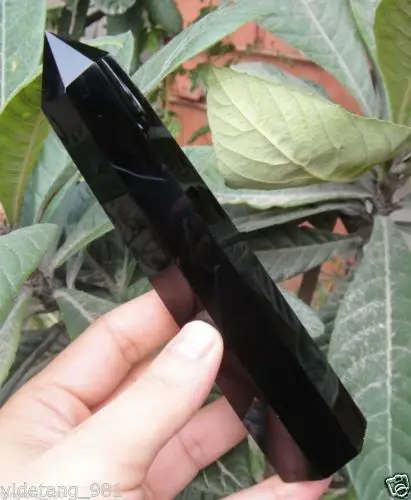 160-180MM Natural Black Obsidian Quartz Crystal Single Terminated Wand Healing