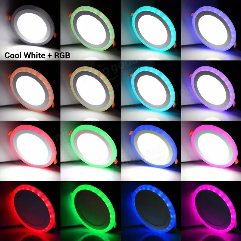 3 Model Round RGB+ white double color Led Panel Light 6w/9w/18w/24W AC85-265V Recessed LED Ceiiling Lamp led Ceiling lamp