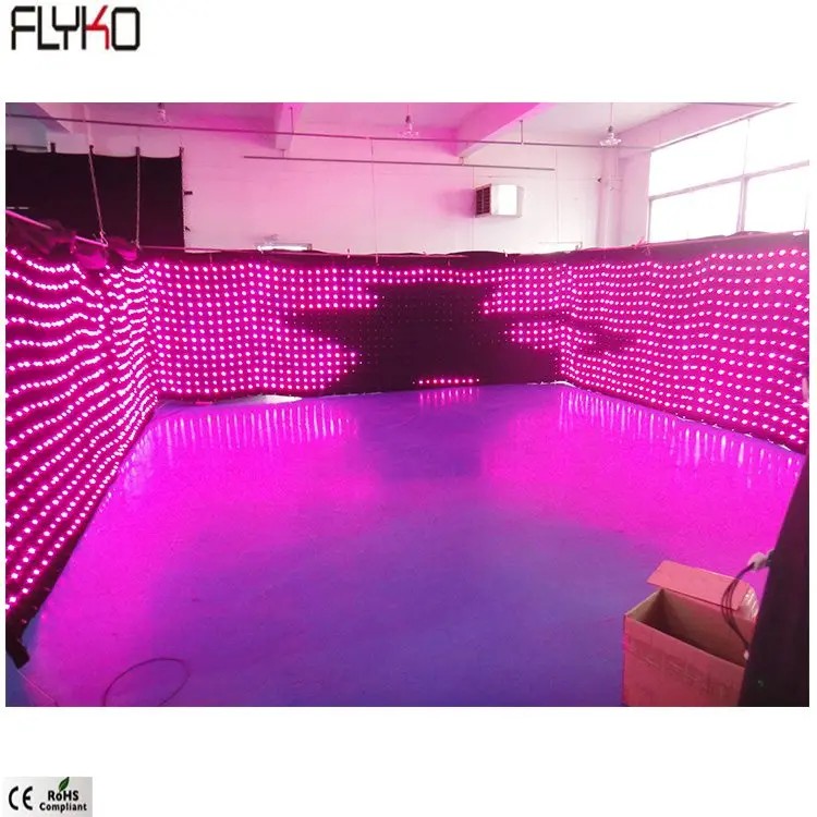 Flyko stage Multi-purpose led video cloth  LED stage curtain P100mm 2x17