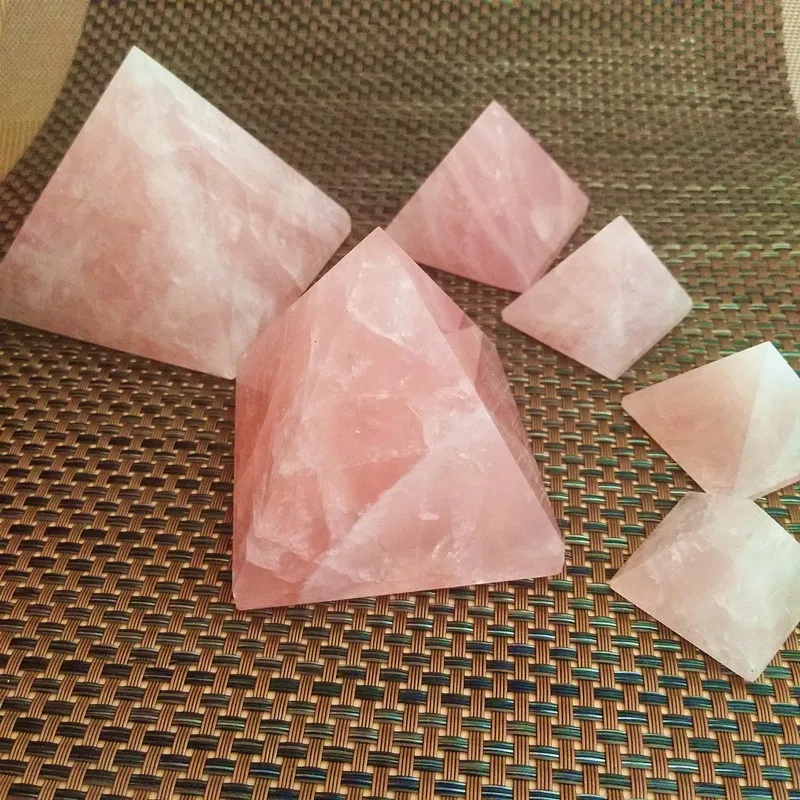 

100% Natural Rose Quartz Crystal Pyramid Home fengshui Energy Room Decor Chakra Spiritual Witchcraft Reiki Healing Meditation