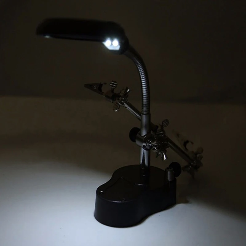 Welding Magnifying Glass with LED Light 3.5X-12X Lens Clip Loupe Desktop Lamp Magnifier Third Hand Soldering Repair Tool