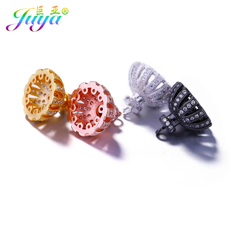Juya 18K Gold Plated Copper Docorations Connector Crown Charm Caps Accessories For DIY Needlework Pearls Tassels Jewelry Making image 2