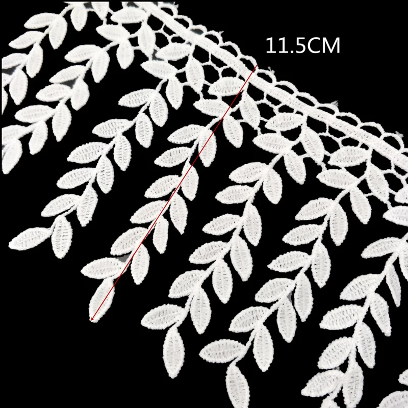 2 yards Embroidered applique leaf cotton crochet fringed lace trimmed ribbon retro white trimming fabric DIY crafts 5BB5515