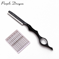 Purple Dragon Professional Sharp Barber Razor Beard Hair Razors Cut Hair Cutting Thinning Knife Salon Tools Add 10 Blades Z6100