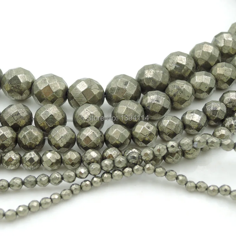 

Natural Pyrite Faceted Round Bead Of Different Sizes For Making Bracelet Or Necklace DIY Jewelry 15.5 Inches Full Strand