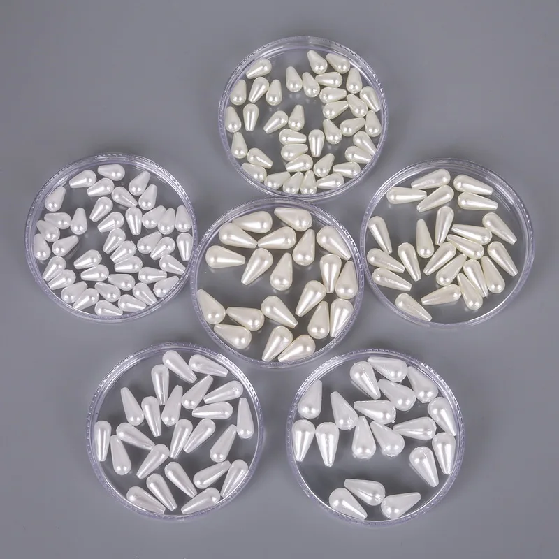 6x10mm 6x14mm 8x14mm Tear Drop Round White Ivoy Pearl Imitation ABS Beads For Jewelry Findings Making Top Sale