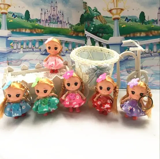 5pcs/a lot 9cm Key Chain Pendant Cute Baby  Doll Toys Christmas Birthday Gift Girl Brinquedos Play House  042701