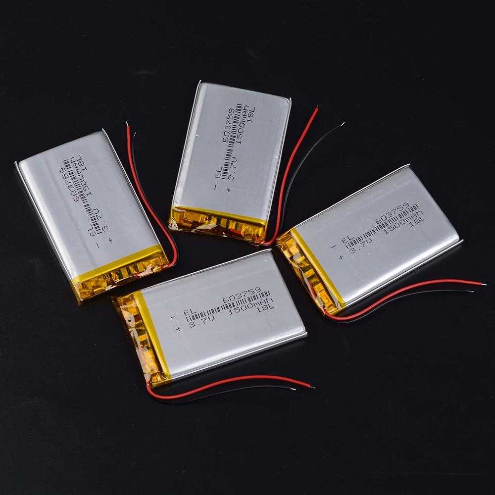 

10pcs/Lot Rechargeable 3.7V polymer lithium battery 603759 063759 1500mAh Battery With PCB For Toy MP3 MP4 GPS Speaker LED Light