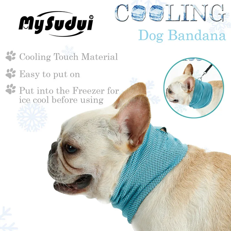 

MySudui Soft Cooling Dog Collar Scarf Instant Ice Dog Cooling Bandana Towel Breathable Summer Outdoor Sunstroke Bulldog Frances