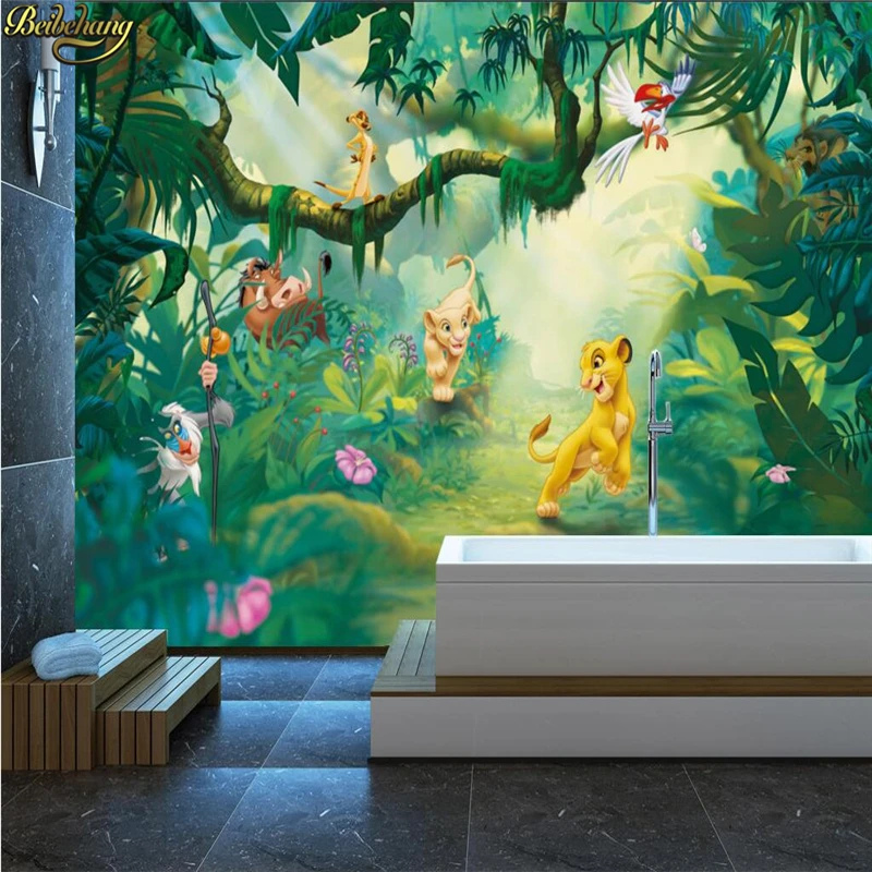 Custom Photo 3D Cartoon Animal Wallpaper Wood Background Wall Decorative wall paper for Children\'s Room Wall Painting Background