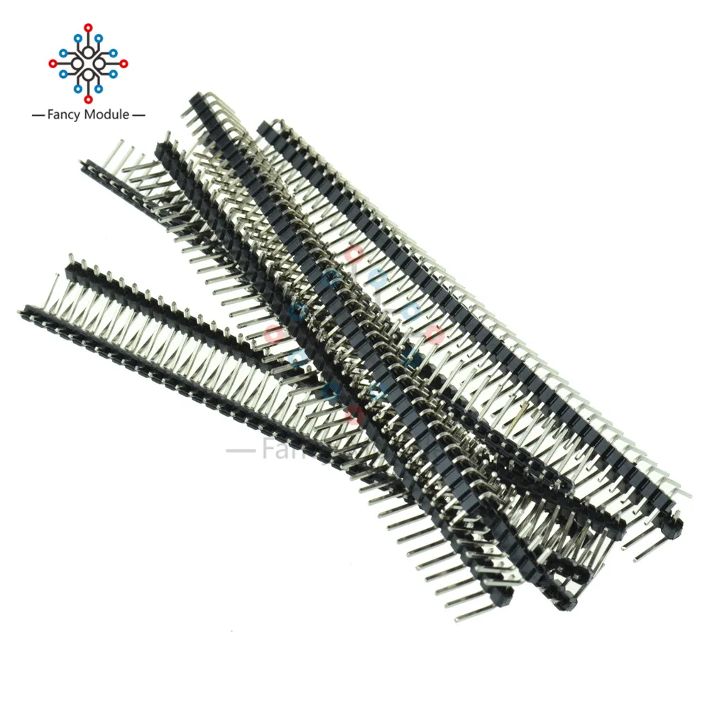 Hot Sale 10pcs 40 Pin 1x40 Single Row Male 2.54mm Breakable Pin Header Right Angle Connector Strip