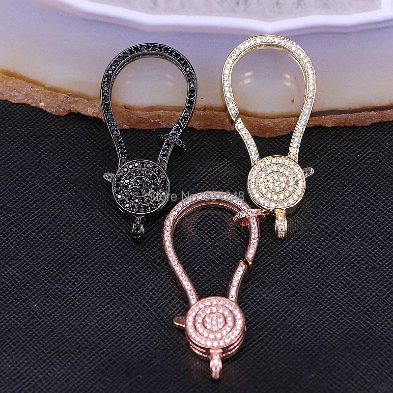 5PCS ZYZ180-9425 Big Size Micro Paved CZ Lobster Clasp, 24 * 51 mm, DIY Jewelry Necklaces Findings