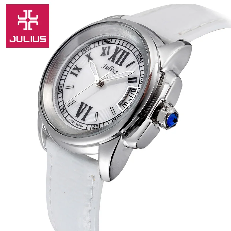 Julius Lady-Reloj de concha Retro para mujer, reloj de cuarzo japonés, reloj de moda, correa de cuero, regalo de cumpleaños para niña, sin caja