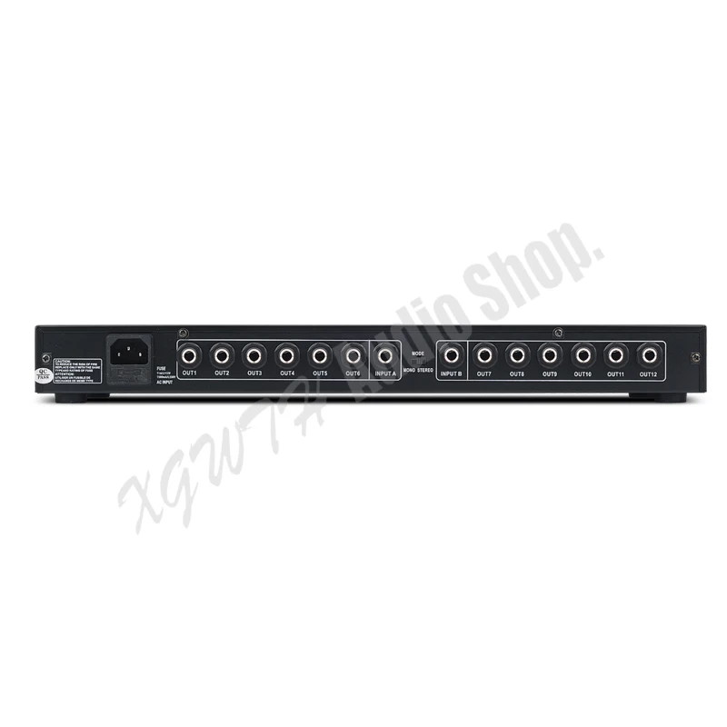 2 in 12 out 6.5mm Audio Signal Splitter Amplifier Distributor with Cables Volume Level Adjusted Individually for DJ Stage Mic