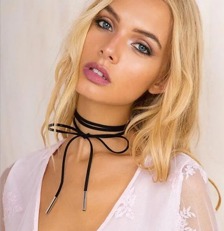 New Gothic Punk Harajuku Black Velvet Suede Lace Crystal Triangle Circle Choker Neck For Women Jewelry Multilayers Collier