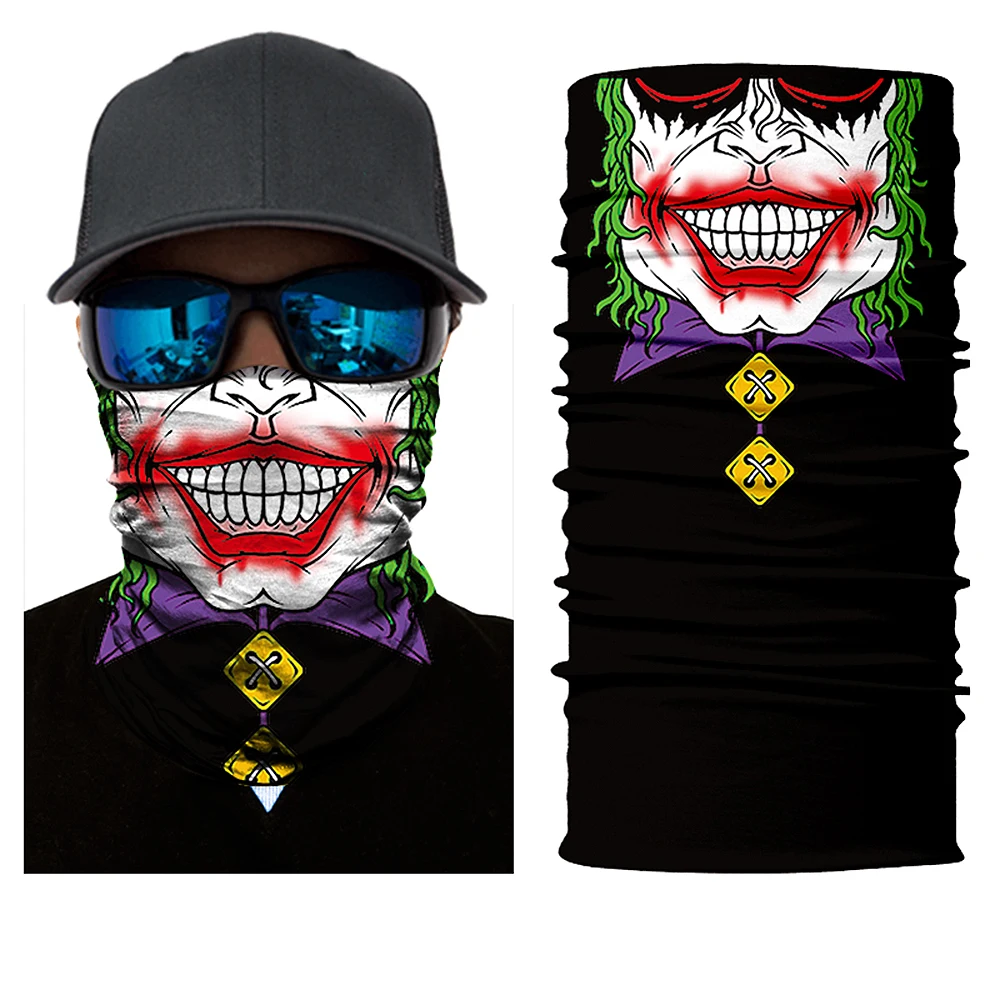 

BJMOTO Motorcycle 3D Seamless Skull Balaclava Neck Face Mask Festival Clown Joker Headscarf Military Bandana Headwear Scarf