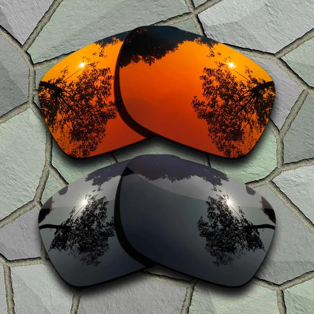 Grey Black&Red Orange Sunglasses Polarized Replacement Lenses for Oakley Holbrook-(TAC)