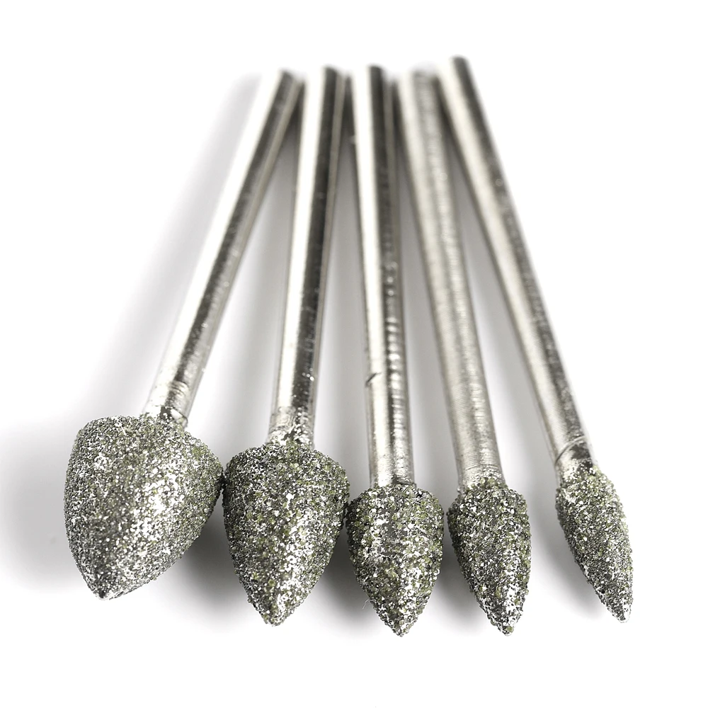 Grit 60 Course Grained Diamond Grinding Drill Burr Set Polishing Grinding Head Mounted Bits for Dremel Rotary Tools